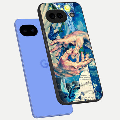  Aesthetic Divider phone case for Google Pixel 10A showing premium glass back cover with detailed artwork