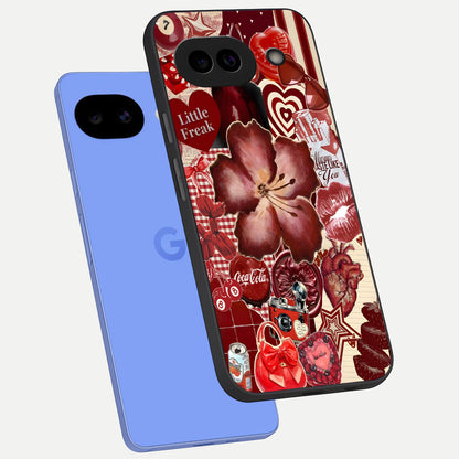  Aesthetic Little Freak phone case for Google Pixel 10A showing premium glass back cover with detailed artwork