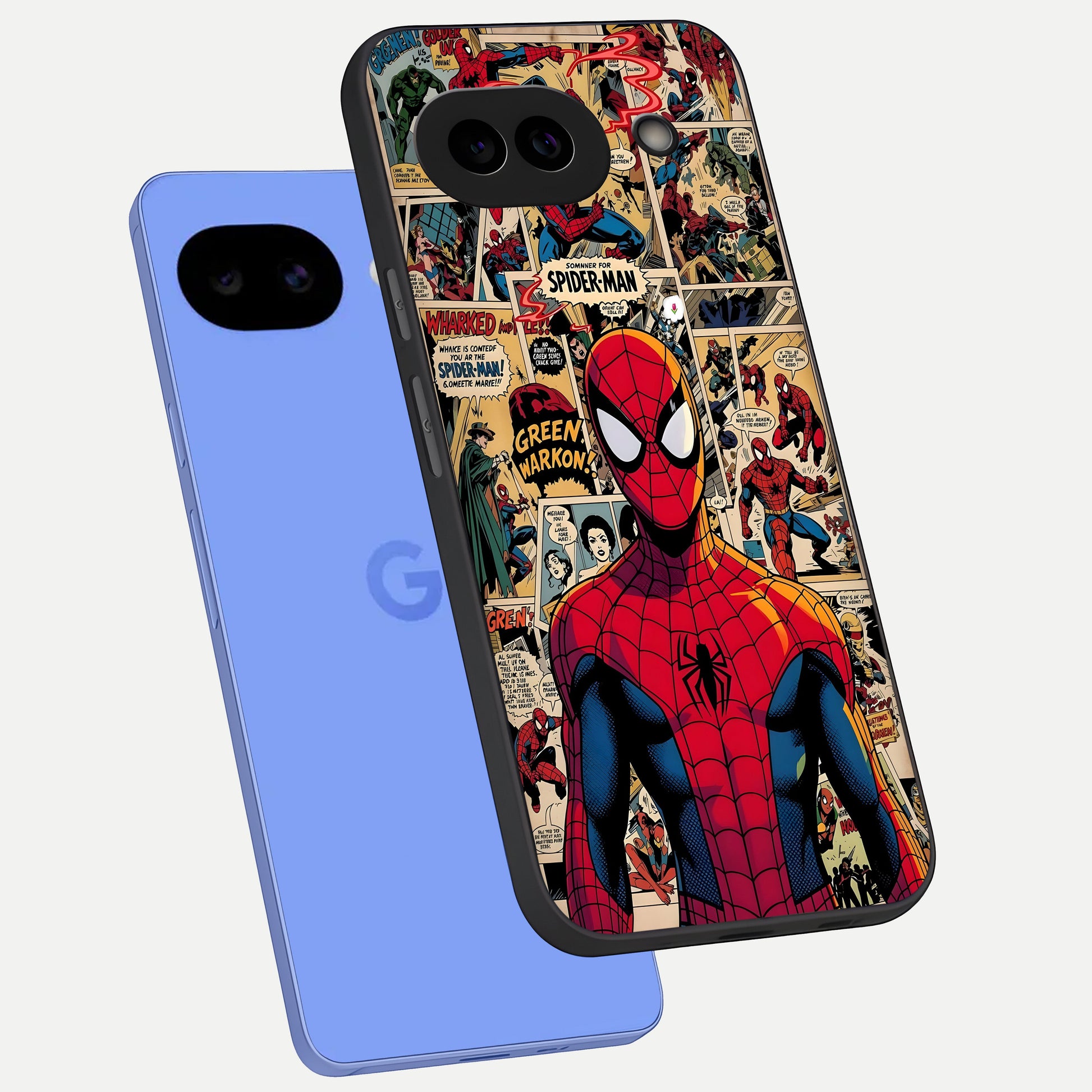  Aesthetic Spider phone case for Google Pixel 10A showing premium glass back cover with detailed artwork