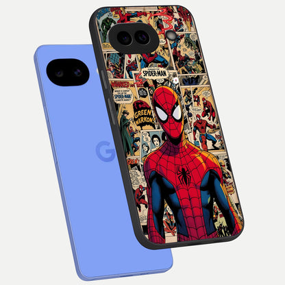  Aesthetic Spider phone case for Google Pixel 10A showing premium glass back cover with detailed artwork