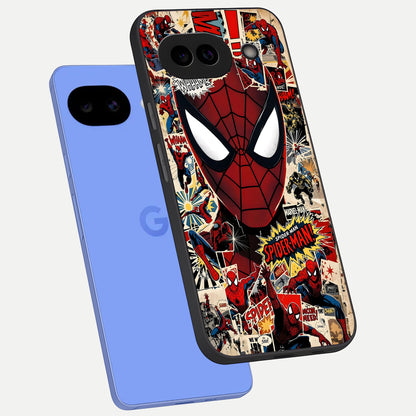  Aesthetic Wonder Spider phone case for Google Pixel 10A showing premium glass back cover with detailed artwork