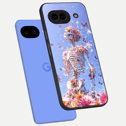  Bloom Beyond Bones phone case for Google Pixel 10A showing premium glass back cover with detailed artwork