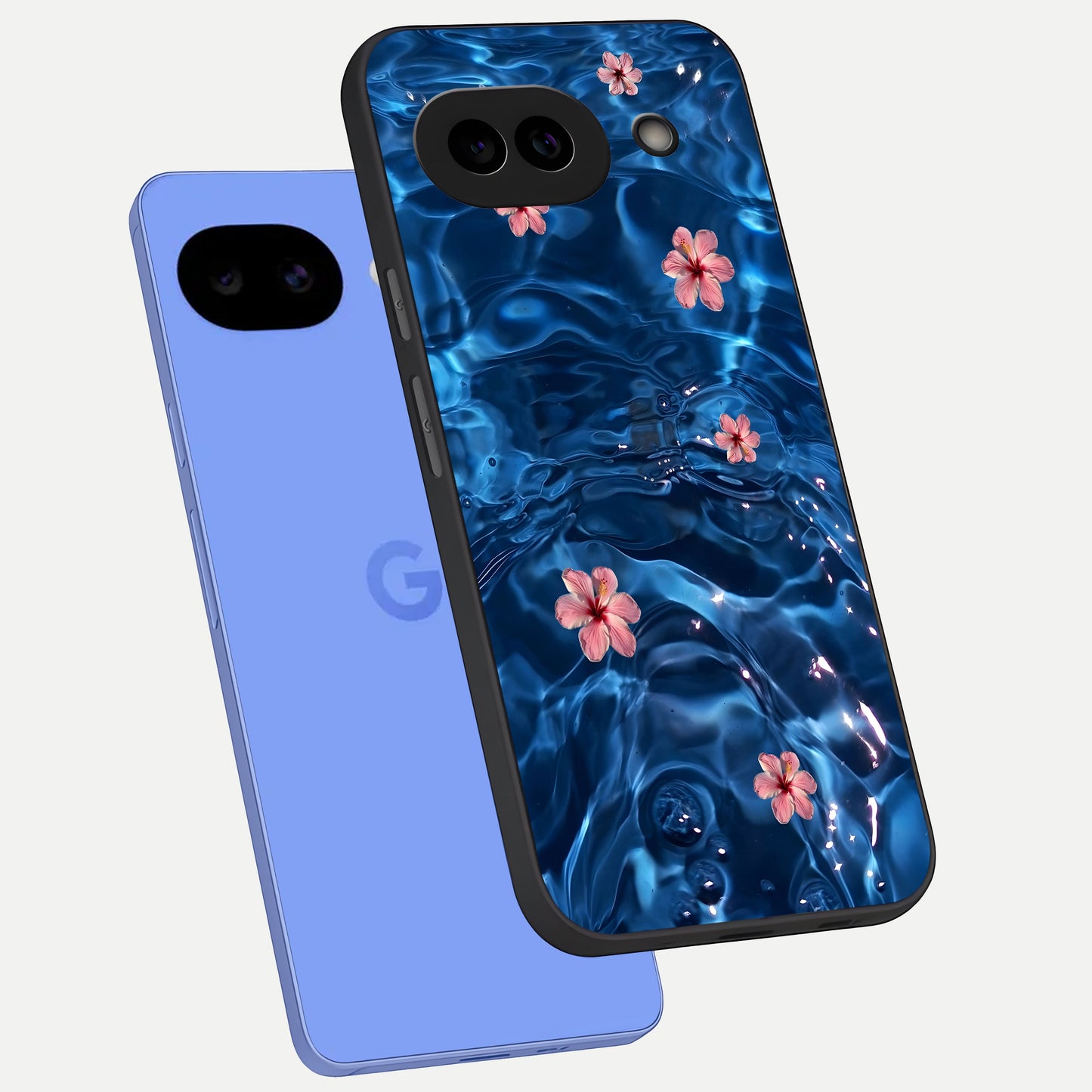  Blooming Water Drift phone case for Google Pixel 10A showing premium glass back cover with detailed artwork