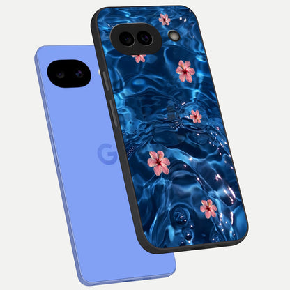  Blooming Water Drift phone case for Google Pixel 10A showing premium glass back cover with detailed artwork