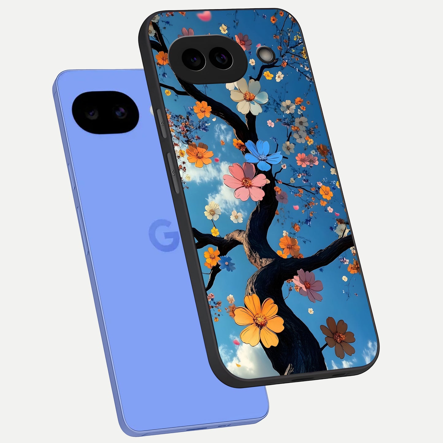  Blossom Dream Sky phone case for Google Pixel 10A showing premium glass back cover with detailed artwork