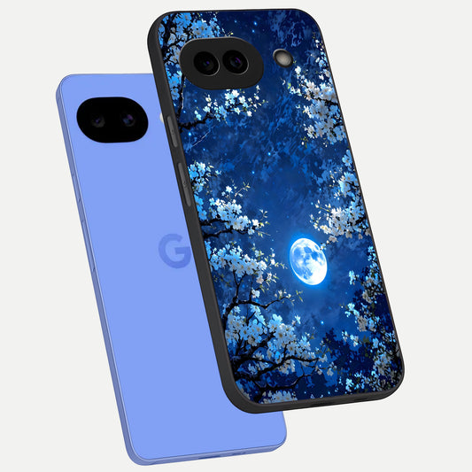  Blossom Moonlight Sky phone case for Google Pixel 10A showing premium glass back cover with detailed artwork