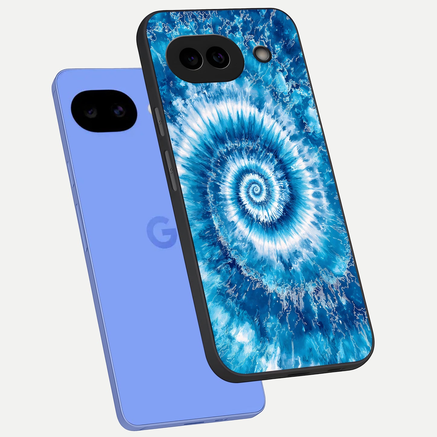  Blue Galaxy Wave phone case for Google Pixel 10A showing premium glass back cover with detailed artwork