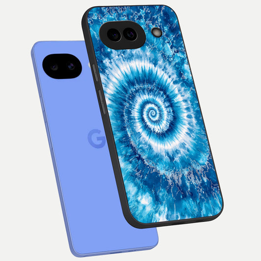  Blue Galaxy Wave phone case for Google Pixel 10A showing premium glass back cover with detailed artwork