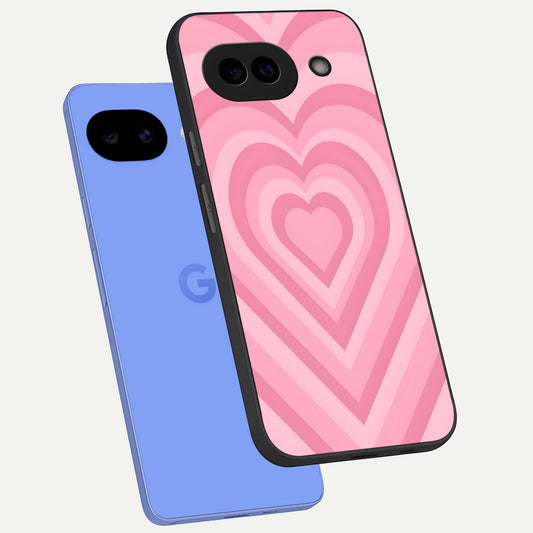  Blush Heart Waves phone case for Google Pixel 10A showing premium glass back cover with detailed artwork