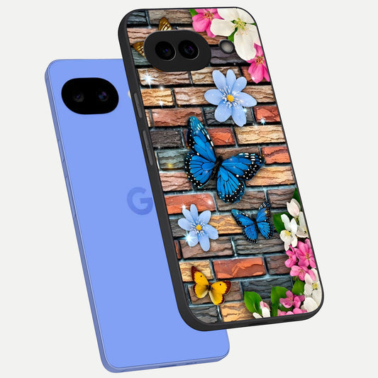  Brick Bloom Flight phone case for Google Pixel 10A showing premium glass back cover with detailed artwork