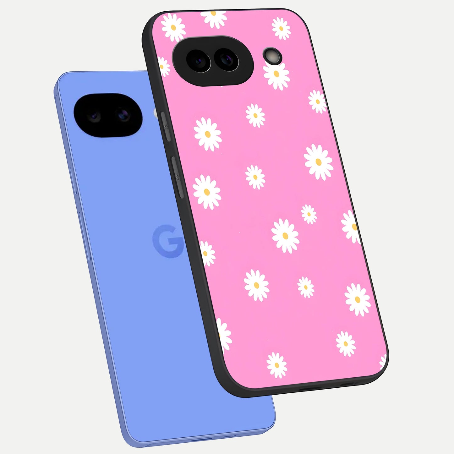  Bubblegum Daisy Pop phone case for Google Pixel 10A showing premium glass back cover with detailed artwork