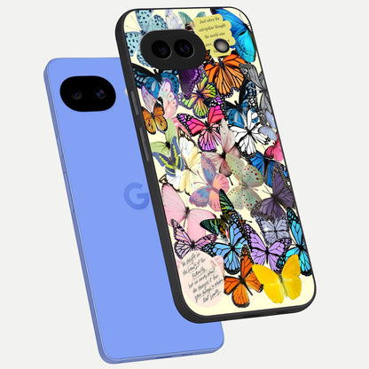  Butterflies Petal Dream phone case for Google Pixel 10A showing premium glass back cover with detailed artwork