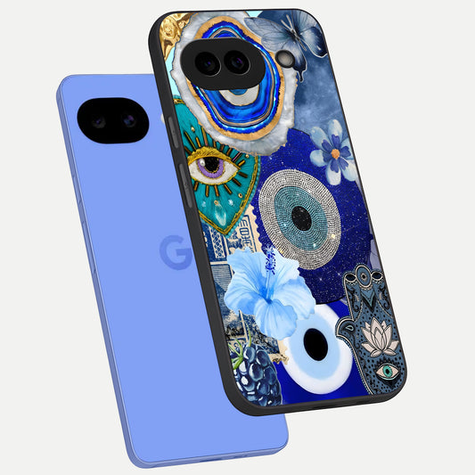  Celestial Blue Vision phone case for Google Pixel 10A showing premium glass back cover with detailed artwork