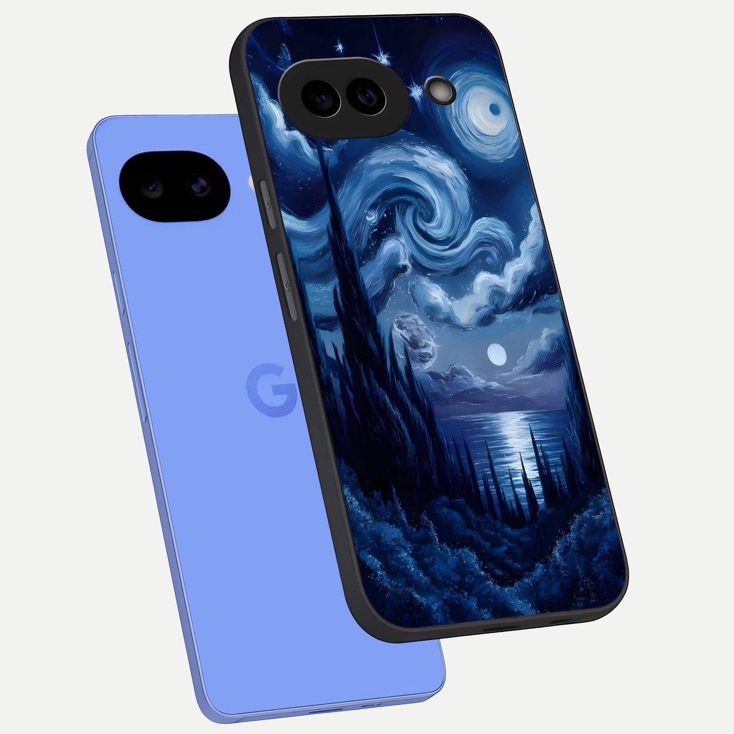  Celestial Dream Van Gogh phone case for Google Pixel 10A showing premium glass back cover with detailed artwork