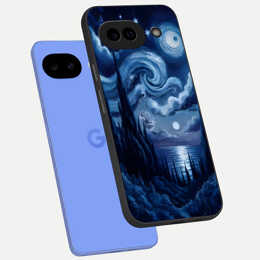  Celestial Dream Van Gogh phone case for Google Pixel 10A showing premium glass back cover with detailed artwork