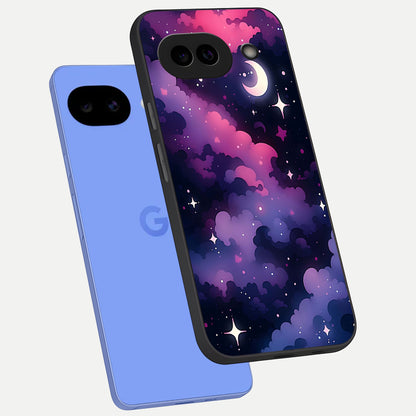  Celestial Moon Magic phone case for Google Pixel 10A showing premium glass back cover with detailed artwork