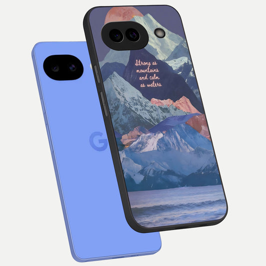  Celestial Mountain Calm phone case for Google Pixel 10A showing premium glass back cover with detailed artwork