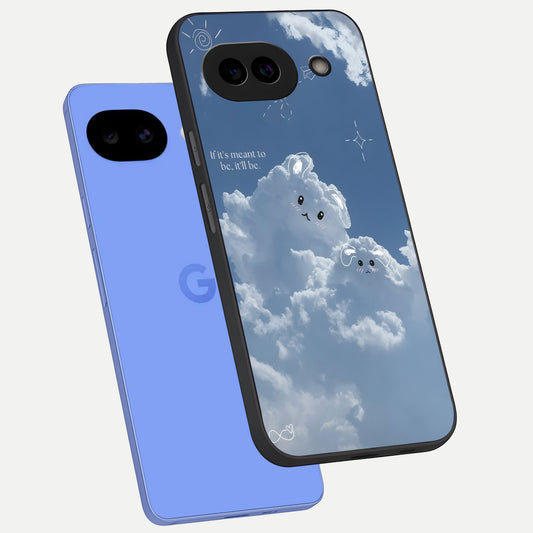  Cloud Bunny Dreams phone case for Google Pixel 10A showing premium glass back cover with detailed artwork