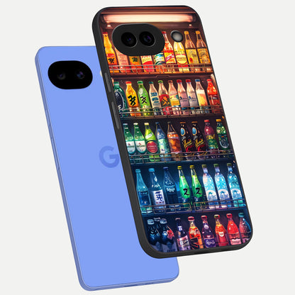 Colorful Soda Bottles phone case for Google Pixel 10A showing premium glass back cover with detailed artwork