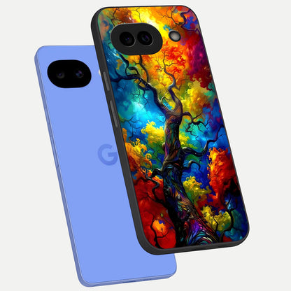  Colorfull Tree phone case for Google Pixel 10A showing premium glass back cover with detailed artwork