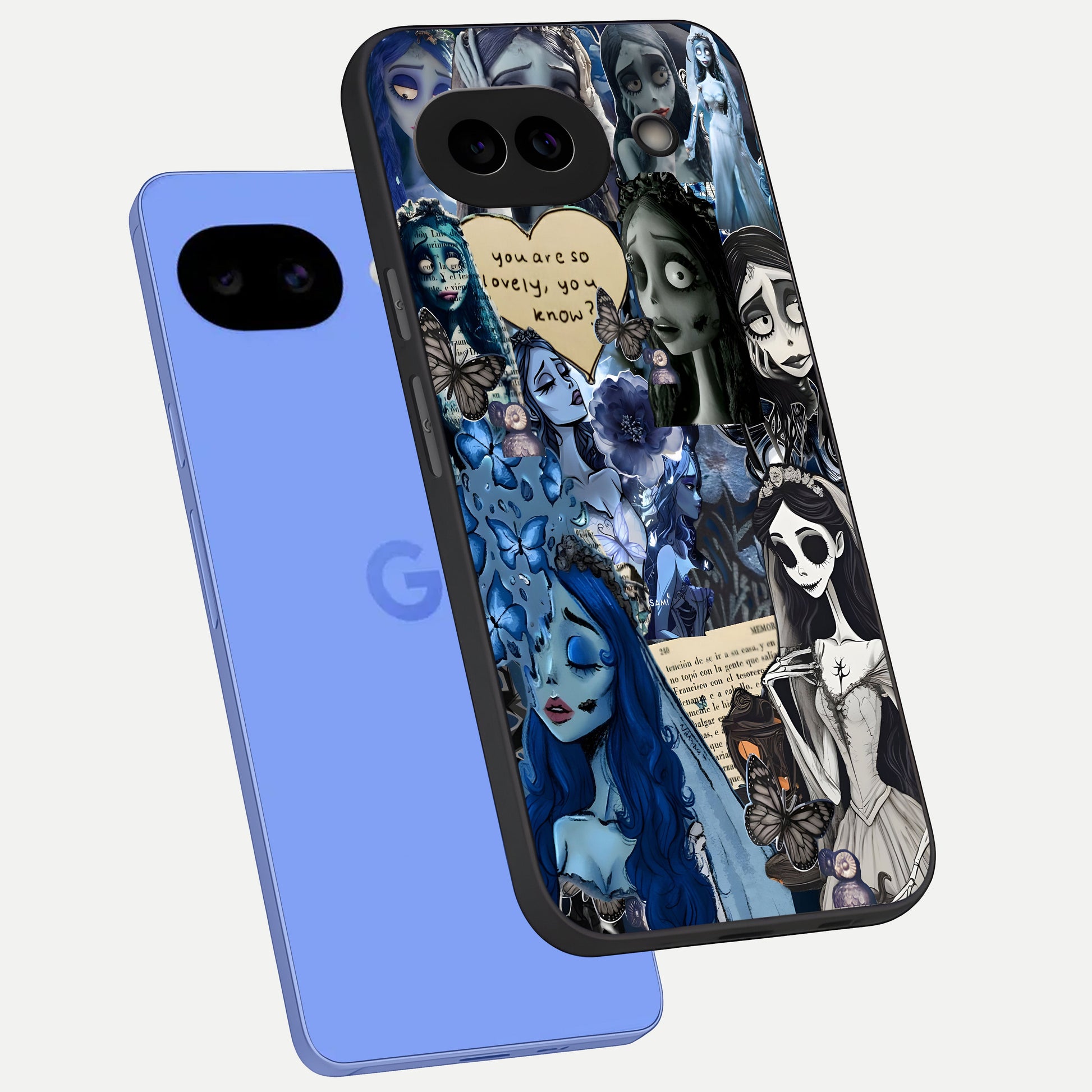  Corpse Bride Posters phone case for Google Pixel 10A showing premium glass back cover with detailed artwork