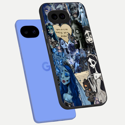  Corpse Bride Posters phone case for Google Pixel 10A showing premium glass back cover with detailed artwork