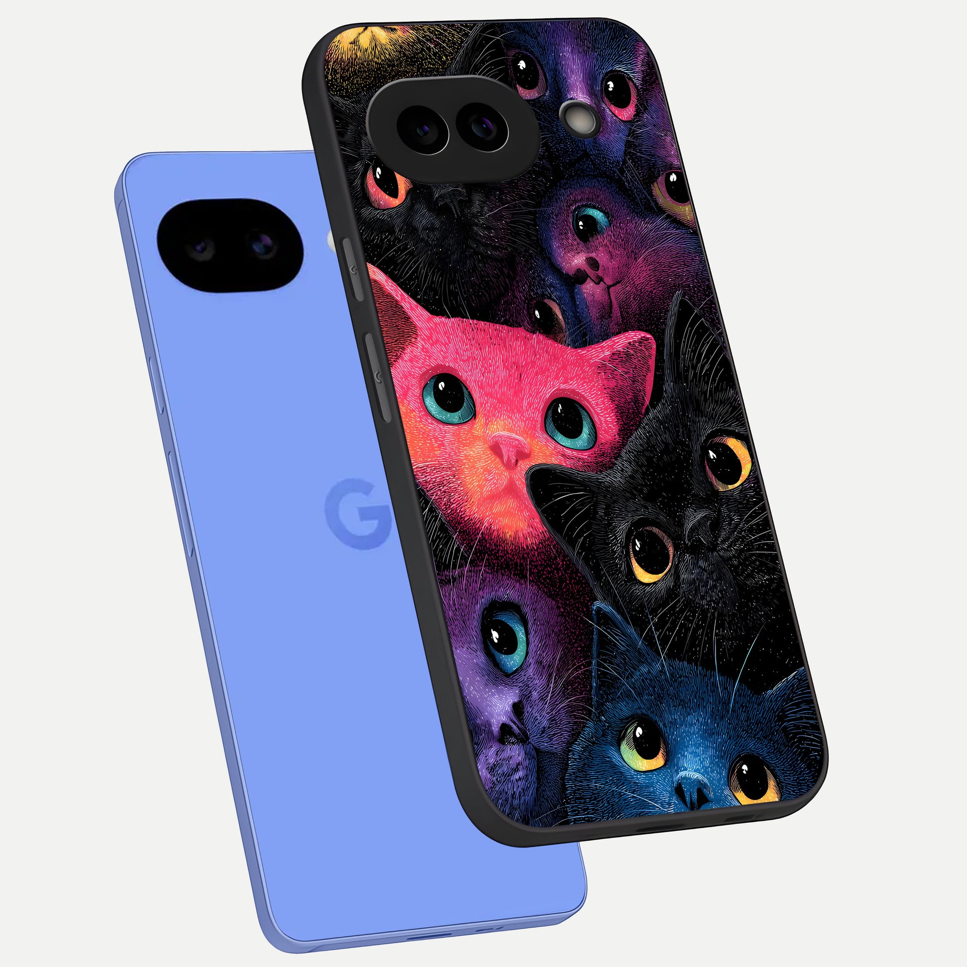  Cosmic Cats Dreams phone case for Google Pixel 10A showing premium glass back cover with detailed artwork