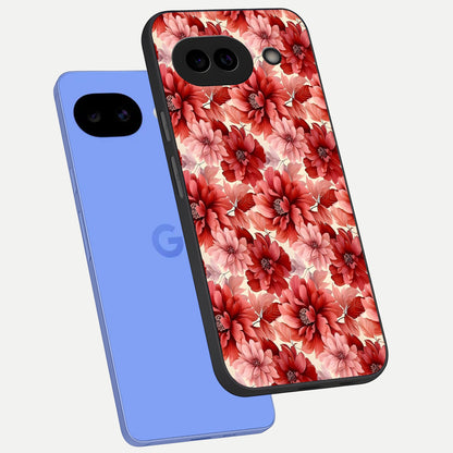  Crimson Love Petals phone case for Google Pixel 10A showing premium glass back cover with detailed artwork
