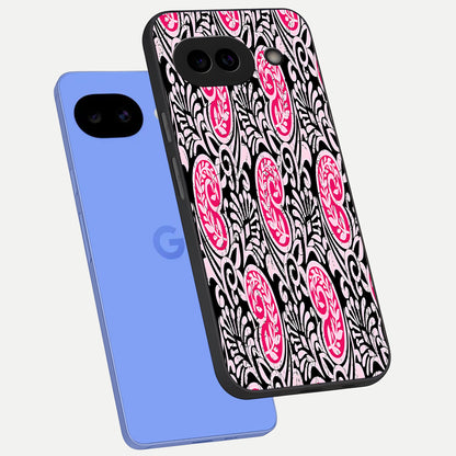  Crimson Paisley Charm phone case for Google Pixel 10A showing premium glass back cover with detailed artwork