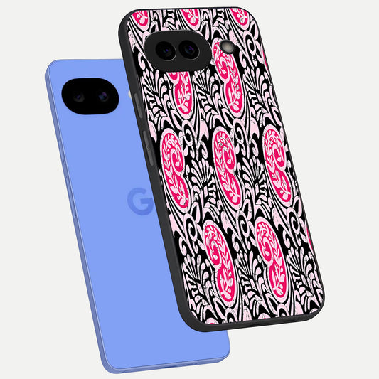  Crimson Paisley Charm phone case for Google Pixel 10A showing premium glass back cover with detailed artwork