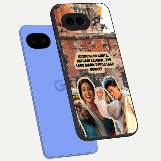  Desi Retro Vibes phone case for Google Pixel 10A showing premium glass back cover with detailed artwork