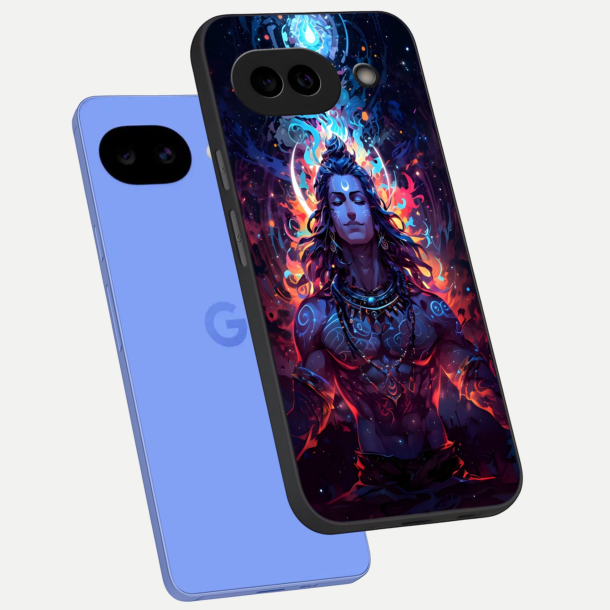  Divine Fire Shiv phone case for Google Pixel 10A showing premium glass back cover with detailed artwork