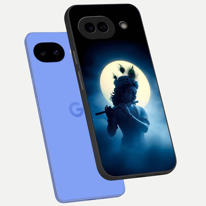  Divine Moon Flute phone case for Google Pixel 10A showing premium glass back cover with detailed artwork