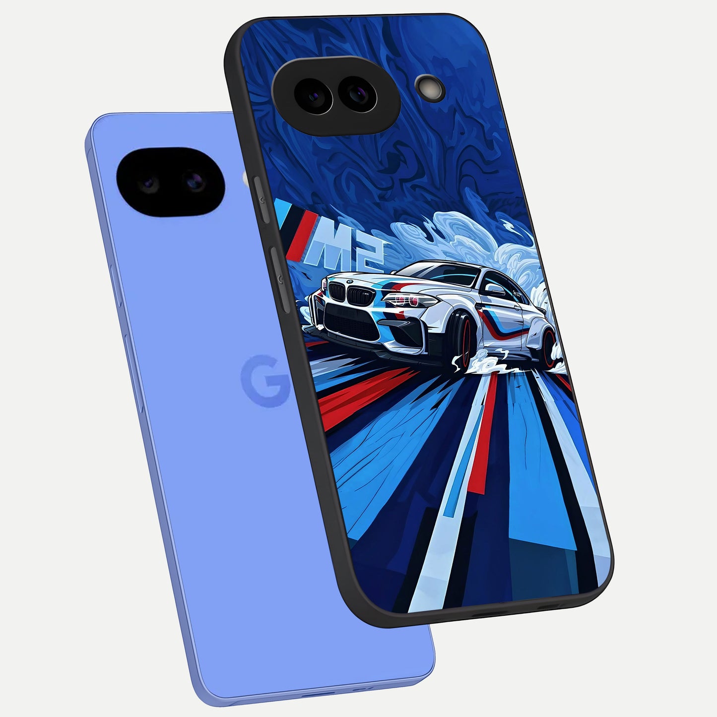  Drift Power Rush phone case for Google Pixel 10A showing premium glass back cover with detailed artwork