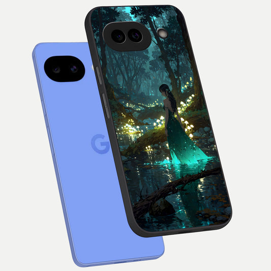  Enchanted Forest Glow phone case for Google Pixel 10A showing premium glass back cover with detailed artwork