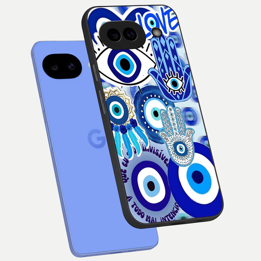  Evil Eyes Dream phone case for Google Pixel 10A showing premium glass back cover with detailed artwork