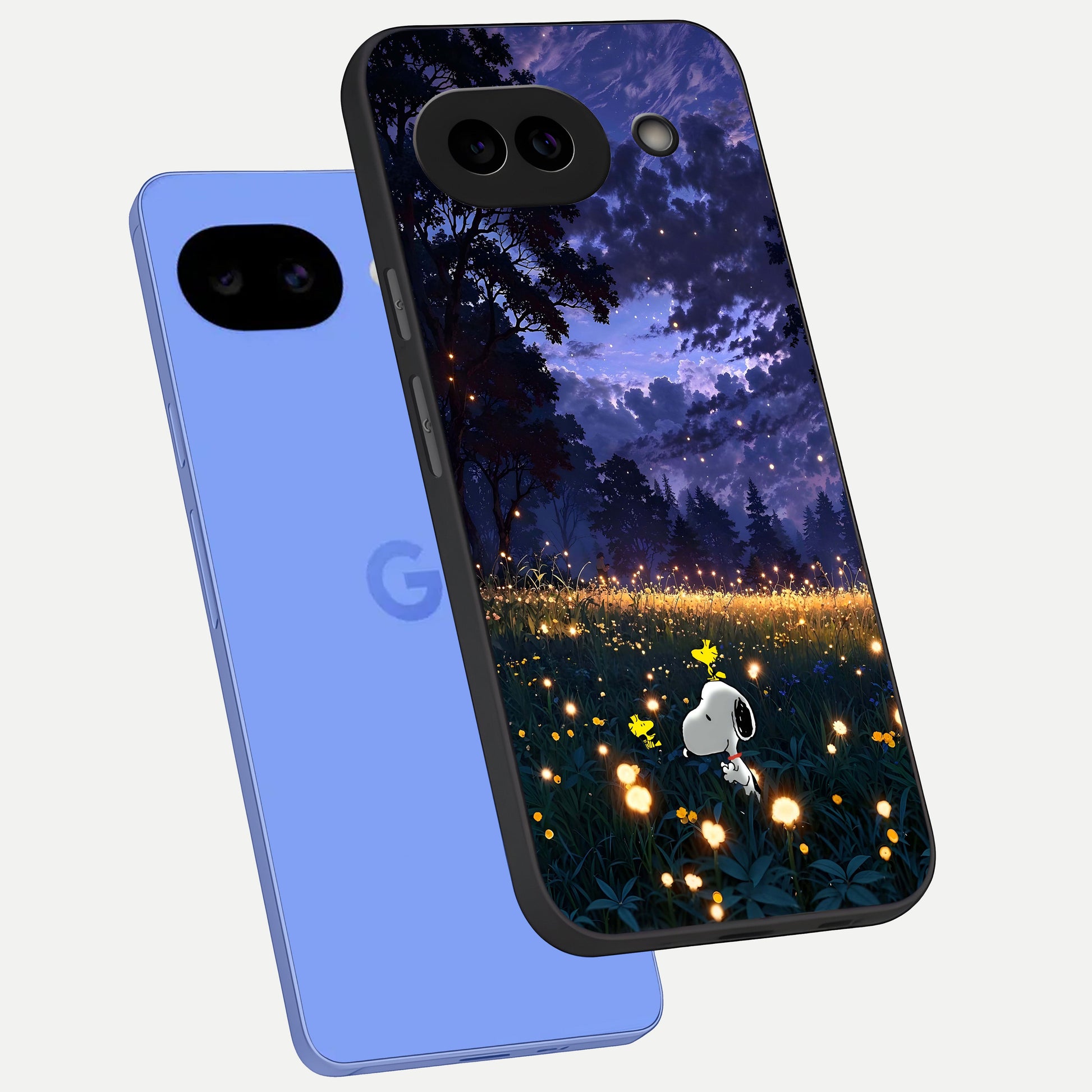  Firefly Meadow Magic phone case for Google Pixel 10A showing premium glass back cover with detailed artwork