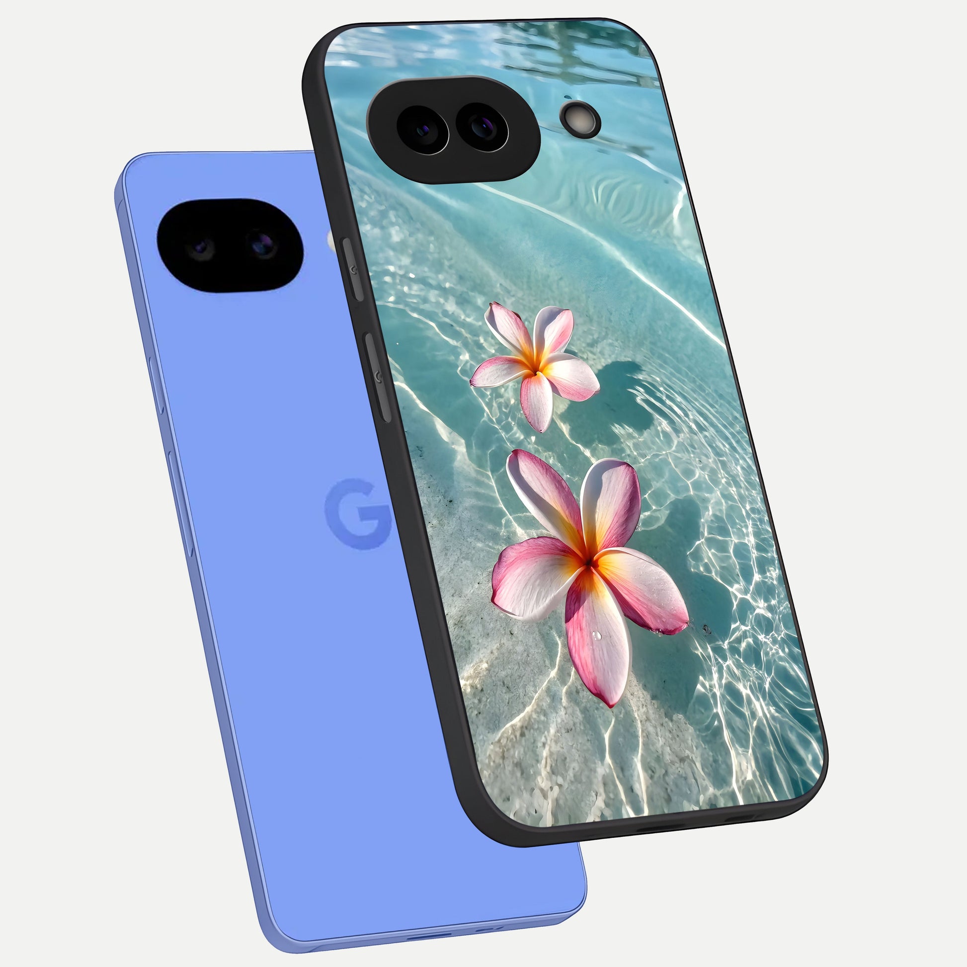  Floating Bloom Bliss phone case for Google Pixel 10A showing premium glass back cover with detailed artwork