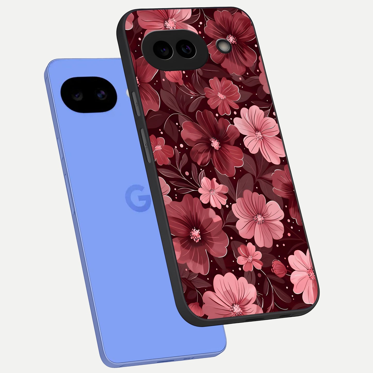  Flower Blush Bloom phone case for Google Pixel 10A showing premium glass back cover with detailed artwork