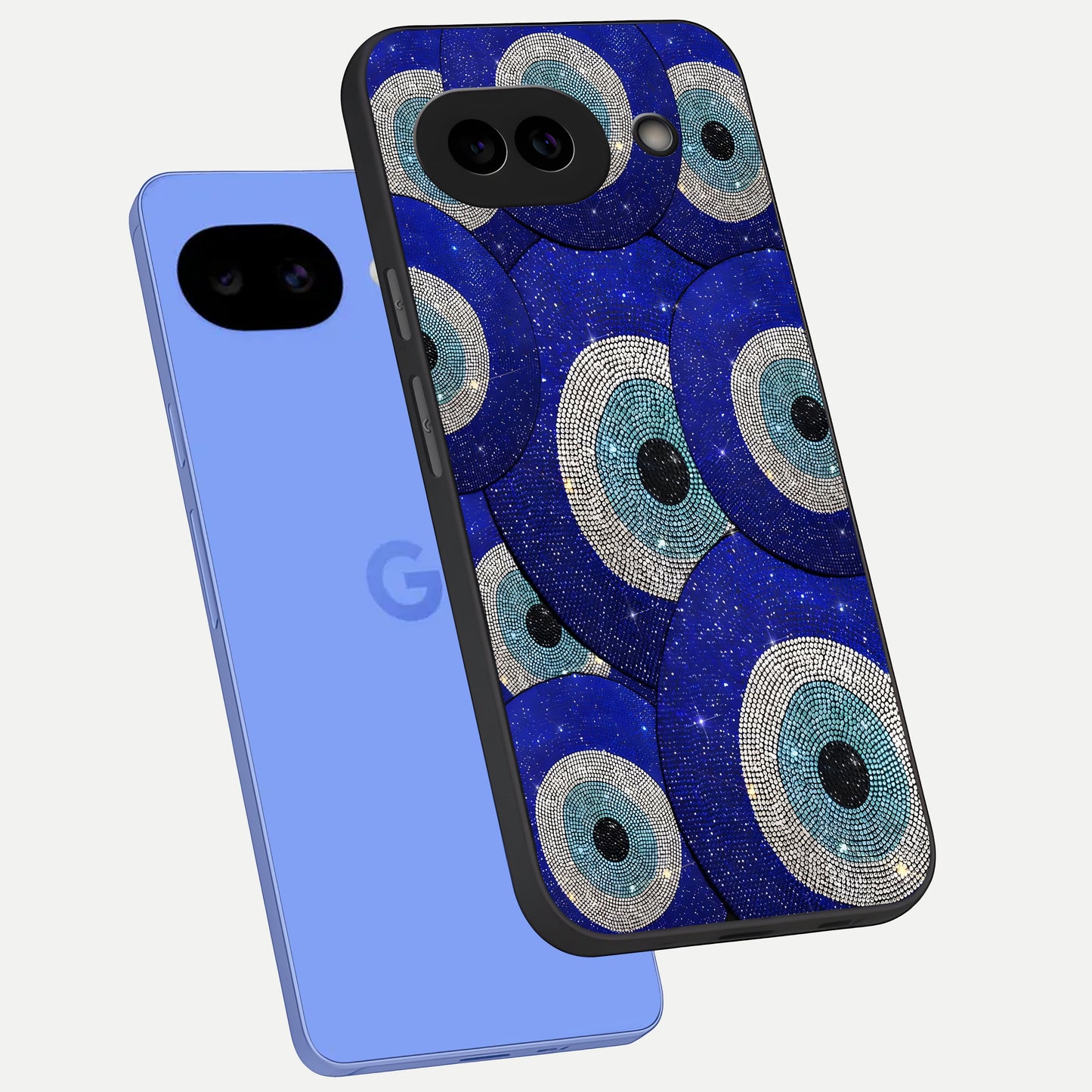  Galaxy Eye Flow phone case for Google Pixel 10A showing premium glass back cover with detailed artwork