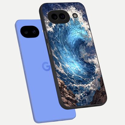  Giant Ocean Wave phone case for Google Pixel 10A showing premium glass back cover with detailed artwork