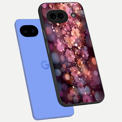  Glowing Petal Bliss phone case for Google Pixel 10A showing premium glass back cover with detailed artwork