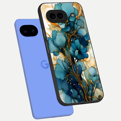  Golden Bloom Symphony phone case for Google Pixel 10A showing premium glass back cover with detailed artwork