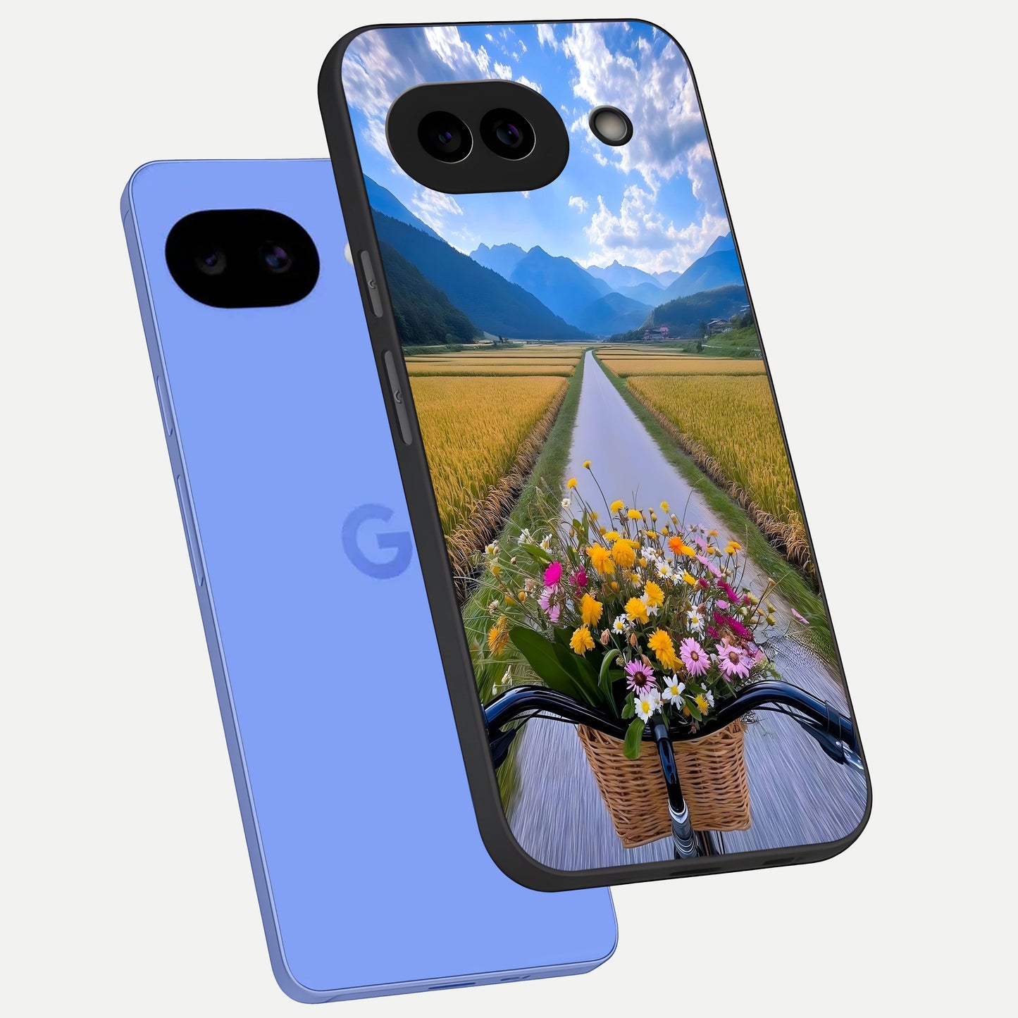  Golden Field Journey phone case for Google Pixel 10A showing premium glass back cover with detailed artwork