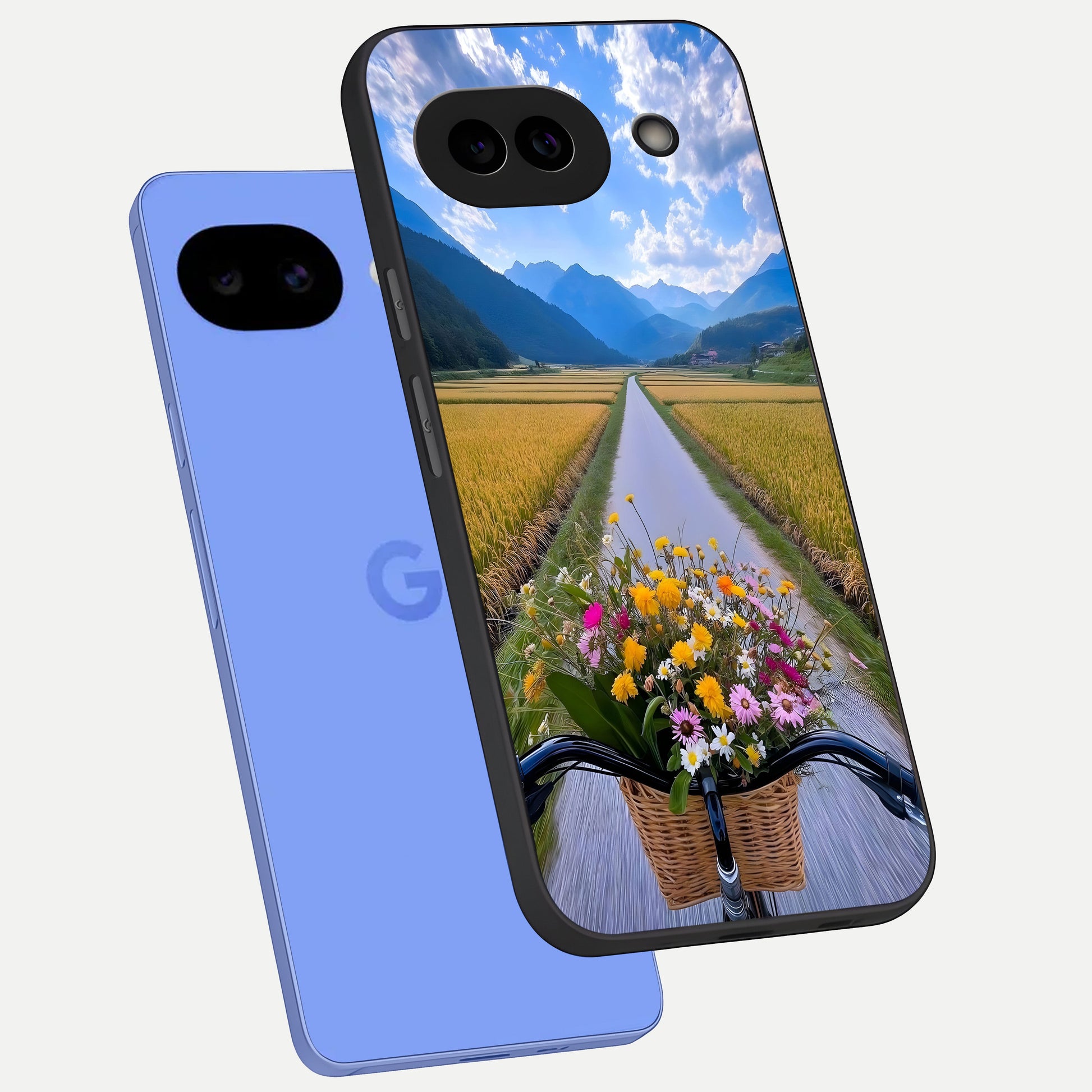  Golden Field Journey phone case for Google Pixel 10A showing premium glass back cover with detailed artwork