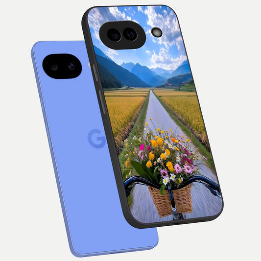  Golden Field Journey phone case for Google Pixel 10A showing premium glass back cover with detailed artwork