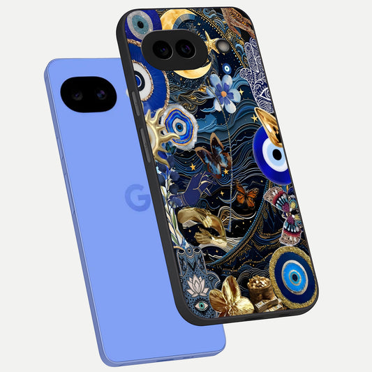  Golden Moon Magic phone case for Google Pixel 10A showing premium glass back cover with detailed artwork