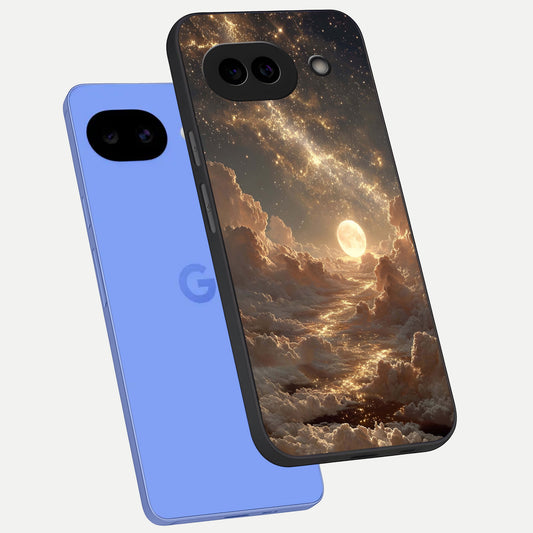  Golden Sky Dream phone case for Google Pixel 10A showing premium glass back cover with detailed artwork