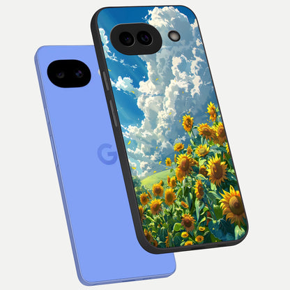  Golden Sun Glory phone case for Google Pixel 10A showing premium glass back cover with detailed artwork