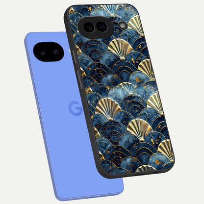  Golden Wave Luxe phone case for Google Pixel 10A showing premium glass back cover with detailed artwork